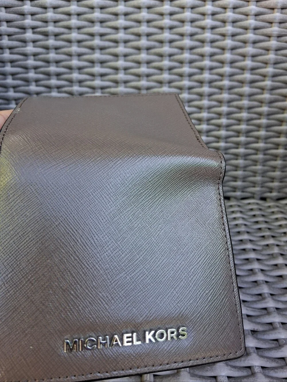 NEW Michael Kors Brown Saffiano Leather Wallet with Silver Logo